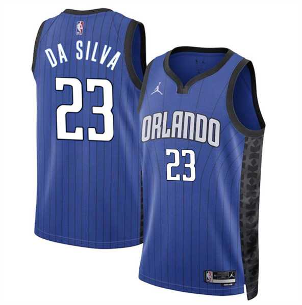 Men%27s Orlando Magic #23 Tristan Da Silva Blue 2024 Draft Statement Edition Stitched Basketball Jersey Dzhi